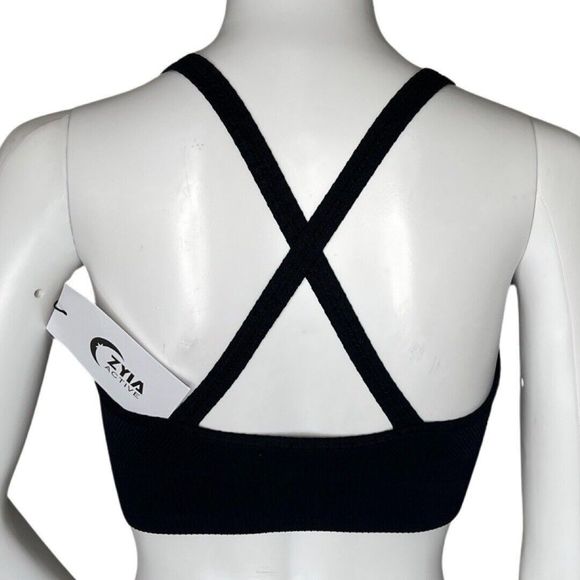 Zyia Sports Bra Womens XS Black Angle Grid Performance Bra Workout Athleisure - Picture 4 of 6